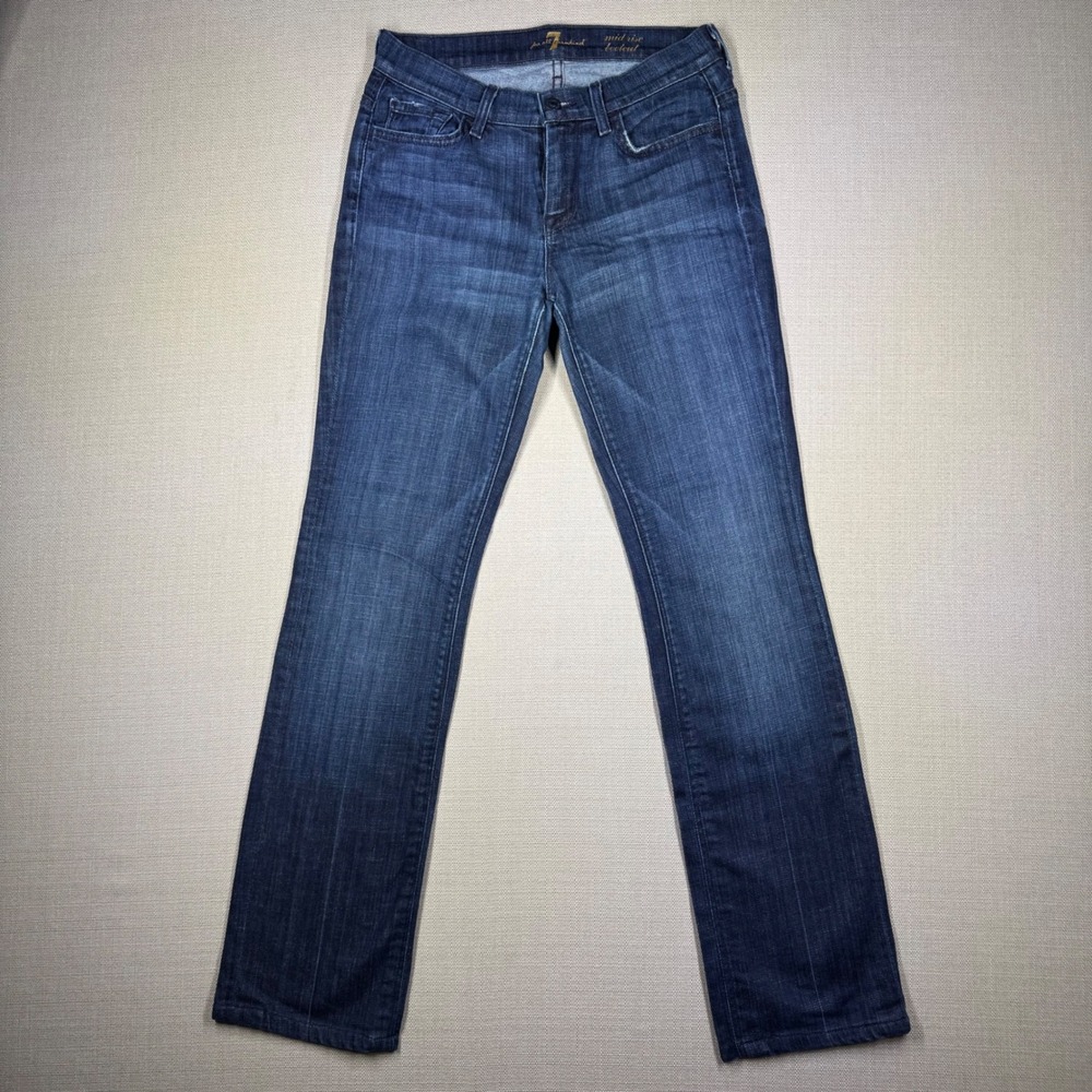 7 For All Mankind Womens Mid-Rise Bootcut Jeans Dark Wash Size 26